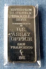 U.S. Assay Office San Francisco 10 Oz .999 Silver Stockpile Bar in plastic 1981