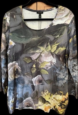 ESCADA XL Sweater Floral Multicolor Lightweight NWT/ MSRP $525