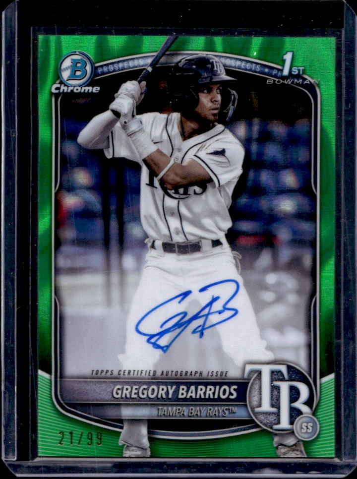 2025 Bowman Gregory Barrios Chrome Auto Green Lava Refractor 1st #21/99