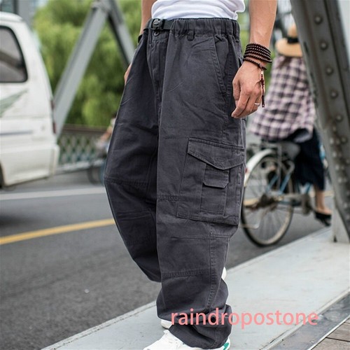 Herren Baggy Hose lose Hose Hip Hop Tasche Tanz Freizeit große Größen Mode Cargo - Bild 10 von 18