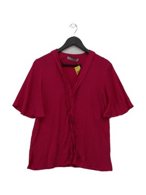 Marella Damen Bluse UK 4 Rosa Acetat mit Seide Kurzarm V-Ausschnitt Basic