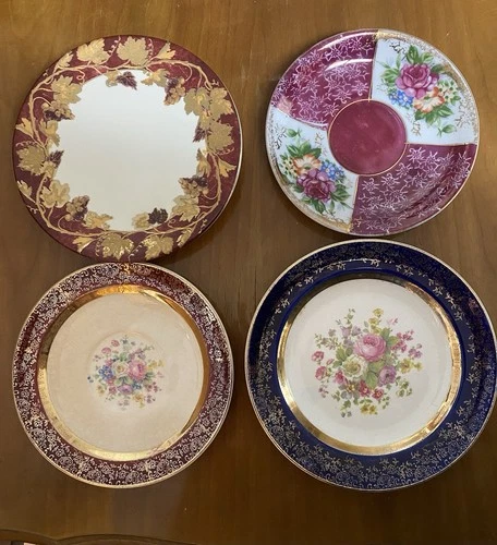 Lot of 4 Vtg Set Mismatched Porcelain China Saucers Plates TeaParty. Replacement