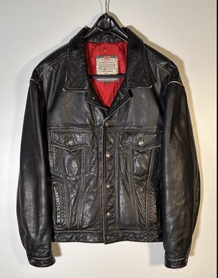 Levi s Lederjacke Black Tab Truckerjacke Type-3 BIG E L XL Jeansjacke Vintage