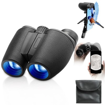 Kenpiko 8x30 Adult Binocular with Tripod and Phone W Accessories, Black 
