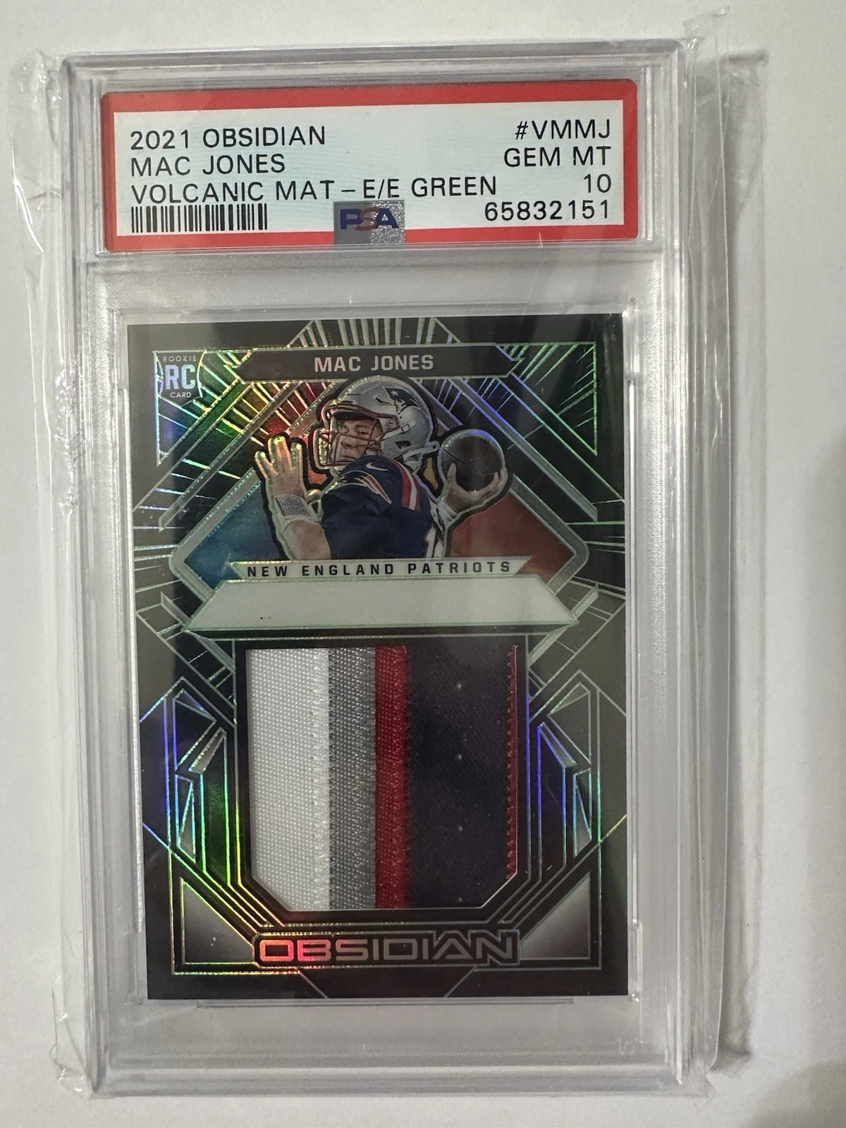 Mac Jones Panini Obsidian Volcanic Materials #VMMJ Electric Etch Green