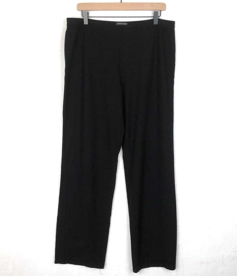 EILEEN FISHER阔腿裤长裤女式L黑色极简主义壁橱钉 — 第 2/4 张图片