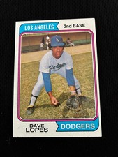 DAVEY LOPES ROOKIE LOS ANGELES DODGERS TOPPS 1974 BASEBALL CARD. rookie card picture