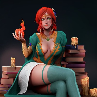 Triss Merigold Witcher | Garage Kit DIY Figur Statue BEMALT 3D Modell