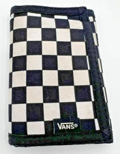 Van's Off The Wall Men's Trifold Black And White Checkered Wallet Used condition