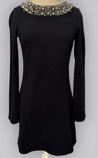Vera Wang Embellished Wool Dress Black Size 2