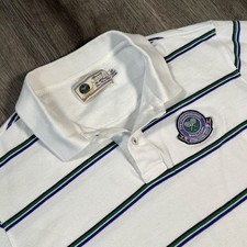 Wimbledon Polo Shirt Womens Medium White Tennis The Championships Striped Club