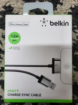 Belkin Mixit 30pin 4ft Charge/sync Cable For Iphone/Ipod/Ipad - New