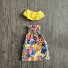 Vintage Barbie Best Buy #7205 Floral Red Maxi Skirt And Yellow Cropped Top Set