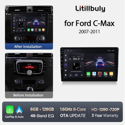 Für Ford Focus C-Max 2003-2010 Kuga Android15 Autoradio Carplay GPS Navi 6+128GB