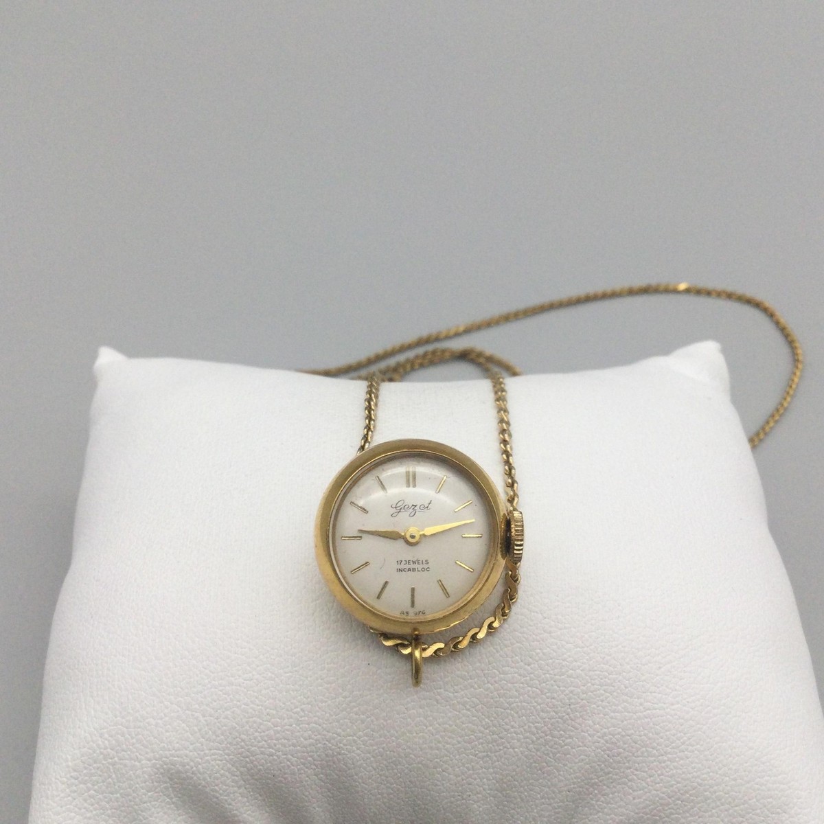 Vintage Gozel Ball Pendant Necklace Watch 19mm Gold Tone 17J