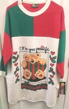 Vintage Starlit Nights Nightgown Chrismas Large Bear Red Green NWT Kissmas Sleep