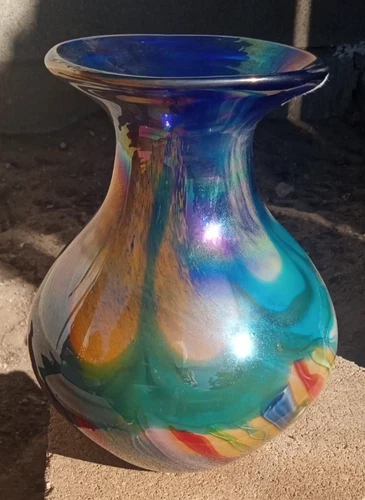 Vintage Murano Millefiori Art Glass  Hand Blown  Vase 8.75" T
