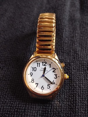 Time Optics Talking Watch   Gold-Tone Expansion Band  Low Vision Alarm Timepiece