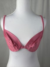 Vintage Victorias Secret Gold Label Satin  Lace Pink Bra - Size 36C - Underwire