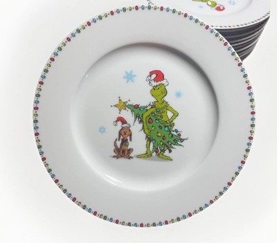 DR.SEUSS How THE GRINCH Stole Christmas Ceramic 8  Plates Dishwasher SAFE