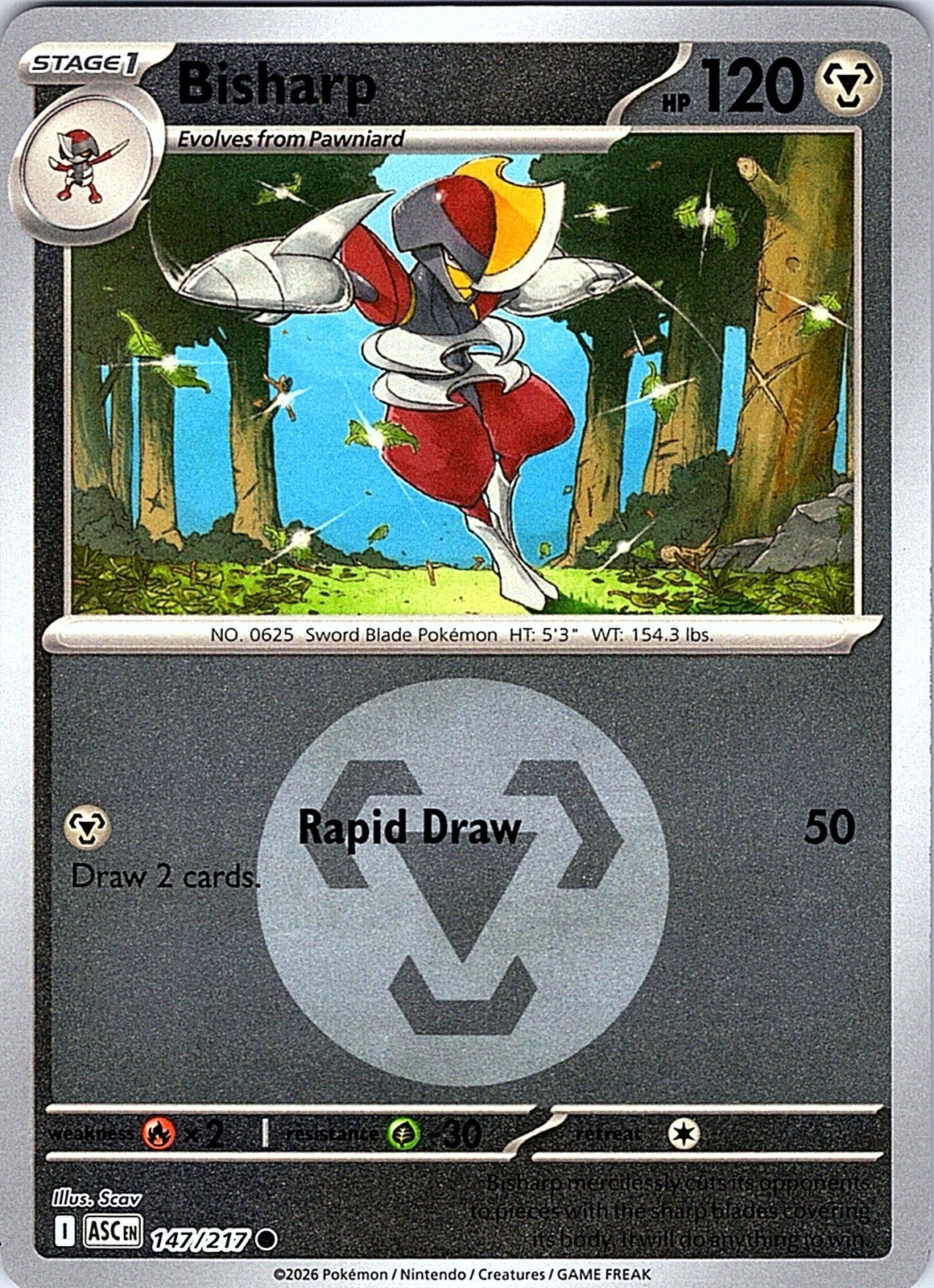 Bisharp Energy Symbol Pattern Reverse Holo Common ME: Ascended Heroes 147/217 NM