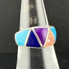 Vintage Sterling Silver Ring Inlay Purple Blue Size 6.75