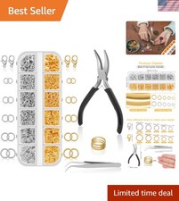 Versatile 1200-Pc Jewelry Making Kit: Gold  Silver Jump Rings with Handy Tools