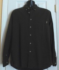 Eddie Bauer Men's Green Cotton Long Sleeve Button Collar Shirt Size M
