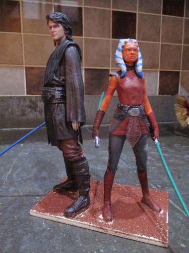anakin skywalker and ahsoka tano clone wars figure display - Picture 4 of 6