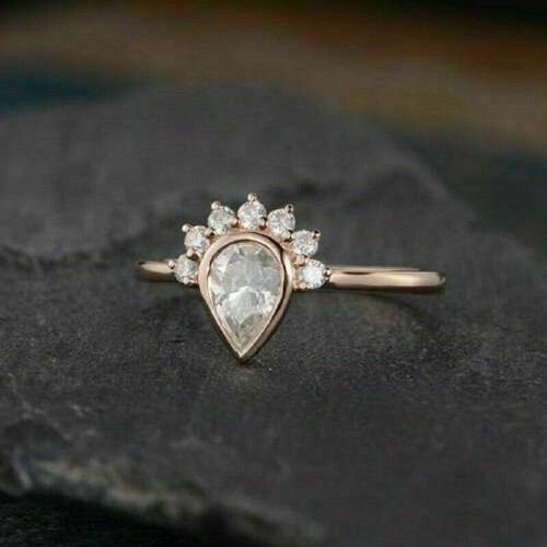 Rose Gold Plated 2.50 Ct Pear Cut Simulated Diamond Solitaire Wedding Ring Gift - Picture 5 of 6