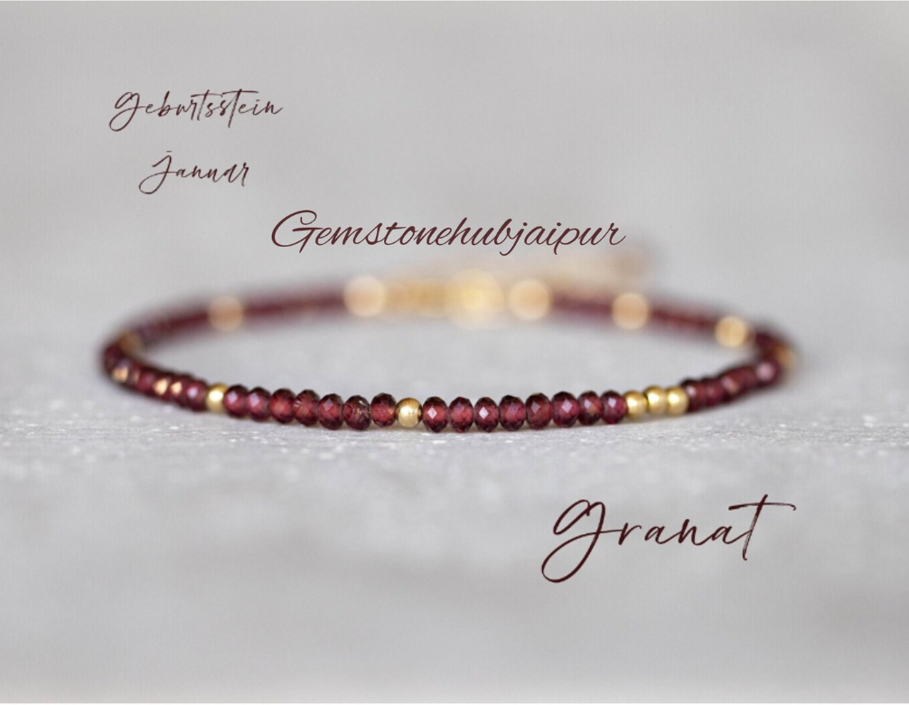 Garnet birthstone bracelet for January moms in deep red for Mother's Day