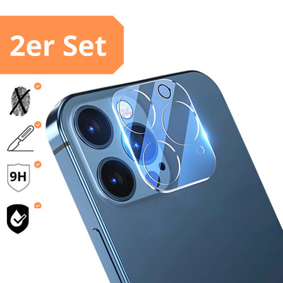 2er Set Kameraschutz Hartglas für iPhone 14 13 12 11 Pro Max Mini Panzerfolie