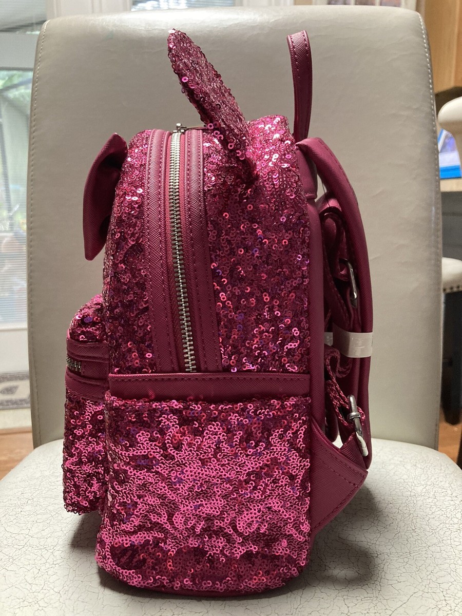 Disney Parks 2022 Orchid Hot Pink Sequin Minnie Ear Backpack  display picture 3
