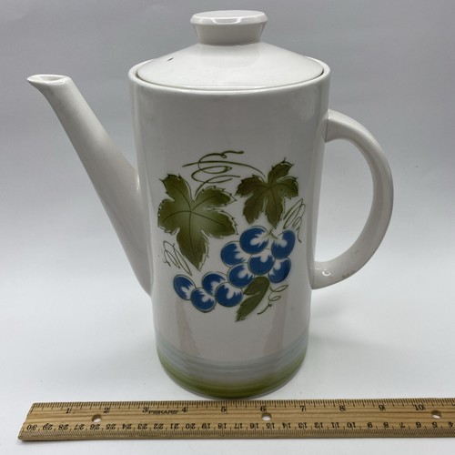 Sears Harmony House Ironstone Blue Grapes Coffee Pot Mid-Century Modern Japan - Picture 14 of 14