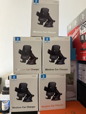 Wireless Car Charger. Black Dashboard Mount, Windshield,  5 Pack Sealed