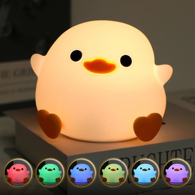 Cute Duck LED Night Light - Kids Silicone Touch Sensor Timer USB Rechargeable La