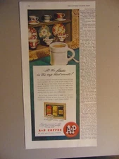 1946 A & P COFFEE the Flavor in the Cup that Counts! vintage art print ad