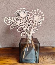 Wood Birth Flower, Wooden Wildflowers, Wood Flower Stems, Wooden Flower