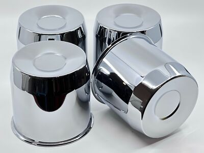 (4) CHROME 8 LUG CENTER CAPS 5.15'' DIAMETER FIT 8X6.5 AND 8X170 TRUCK PUSH THROU