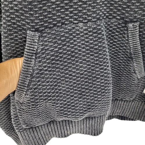Modern Amusement Grey Knit Pullover Hoodie M Textured Kangaroo Pocket Grunge - Picture 7 of 11