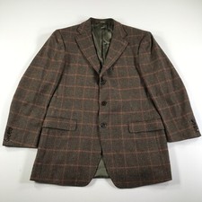 Ermenegildo Zegna Blazer Mens EUR 50 US 40 R Brown Plaid Cashmere Three Button
