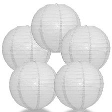  5-PACK 8" Gray / Grey Round Paper Lantern, Even Ribbing, Hanging Decoration