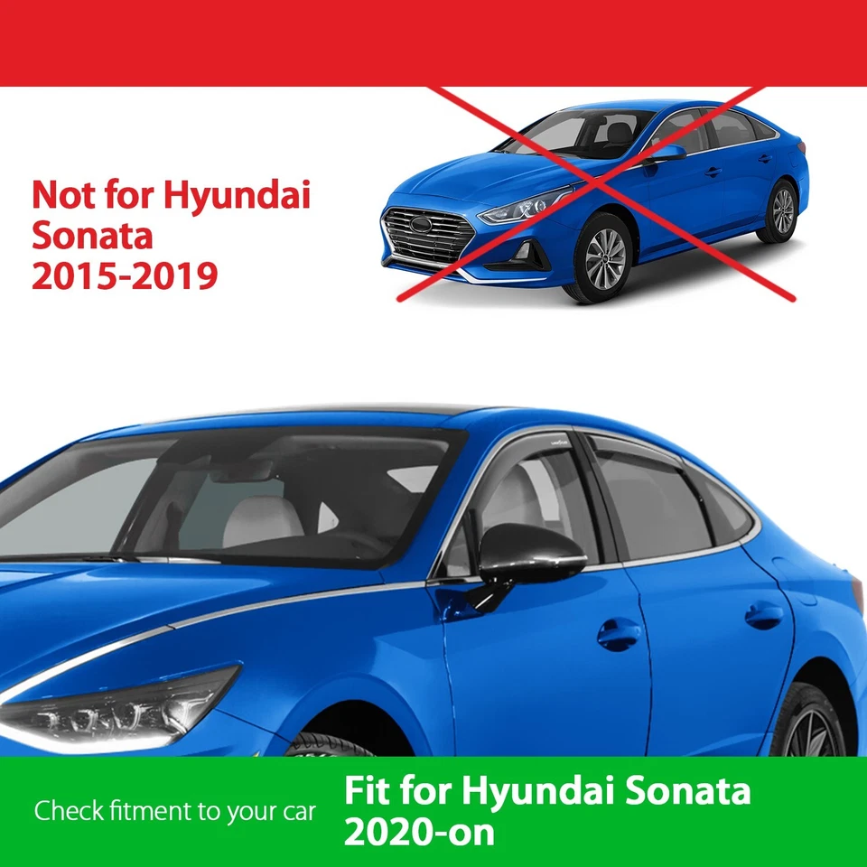 Parasoles de lluvia protectores de viento para Hyundai Sonata 2020-2025 IMPERMEABLES Foto 3 de 4