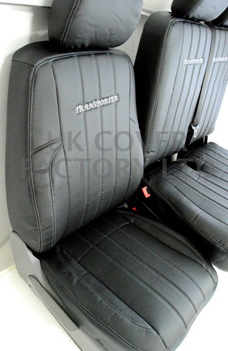 FORD TRANSIT CUSTOM 2013-2021 Van Seat Covers- PVC Leather X121BK-GY - Picture 8 of 12