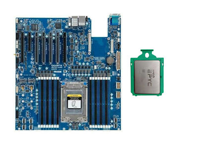 AMD EPYC 7302P CPU 16 Cores 3.0-3.3 GHz + Gigabyte MZ32-AR0 Motherboard Rev 1.0