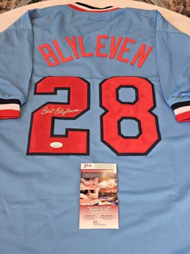 Bert Blyleven Autographed/Signed Jersey JSA COA Custom Blue Jersey