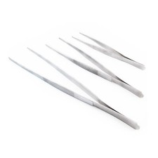 ToolTreaux Stainless Steel Jumbo Tweezer Set Serrated Tips Secure Grip - 3pc