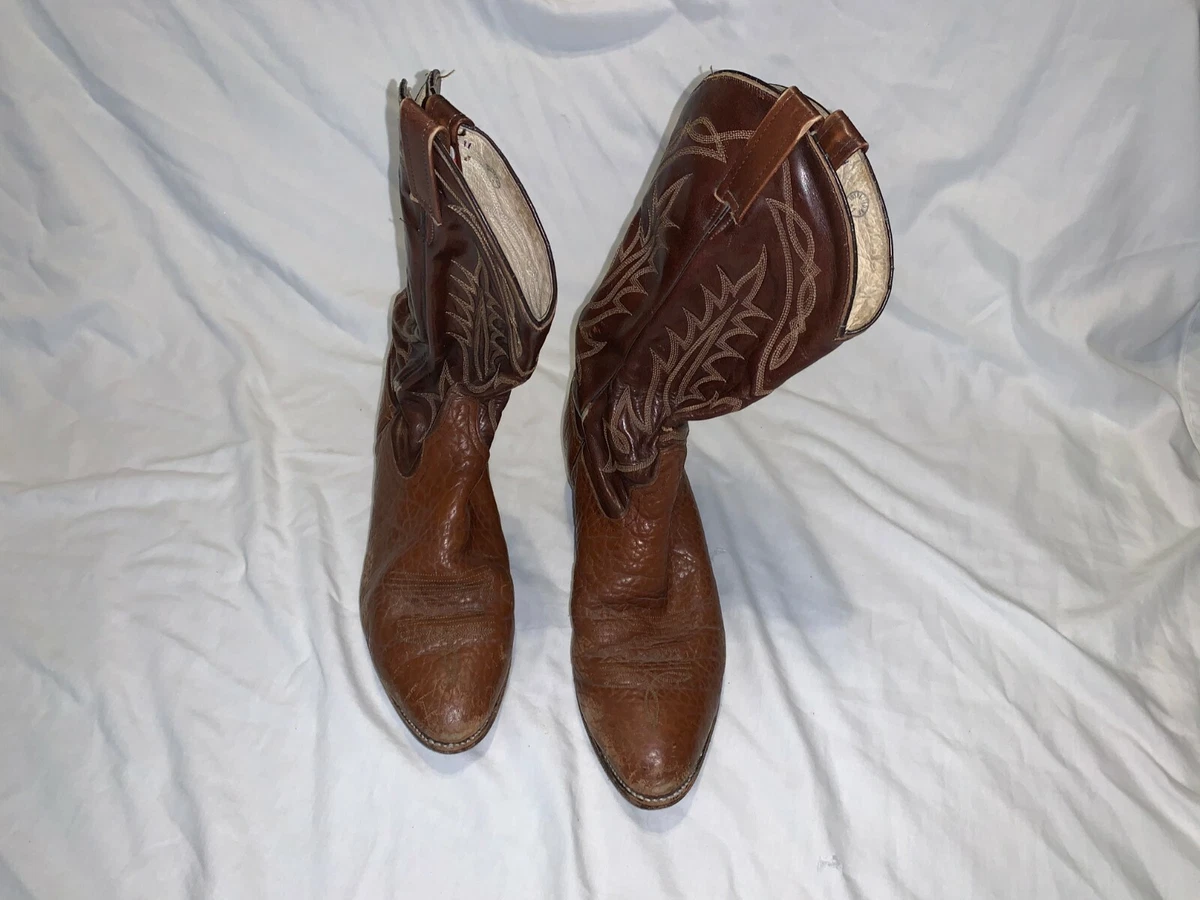 BOTAS DE HOMBRE Tony Lama marrones y marrones oscuros 2 tonos estilo vaquero occidental 10C 10 anchas