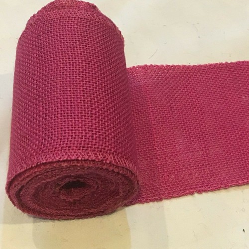 6" wide Pink Burlap Ribbon 10 Yard Roll 10oz - 30 feet Finished Edges BS158 - Picture 2 of 2