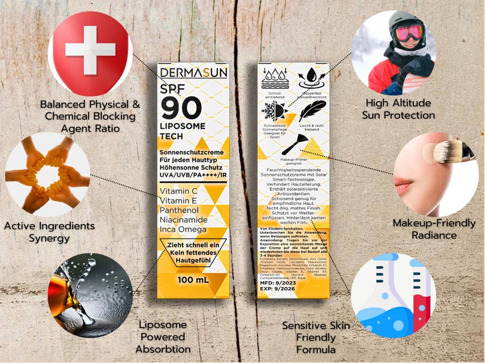 DermaSun® 100mL Sunscreen Face SPF 90 Vitamin C/E Anti Age Makeup Day Cream - Image 3 of 4